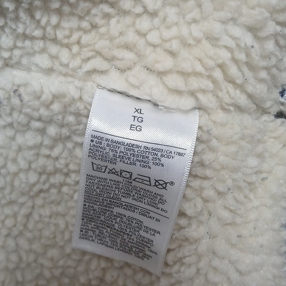 EUC Old NAVY Light Wash Denim Bomber Sherpa-Lined Jacket - Cream Sherpa SIZE XL - Picture 3 of 6